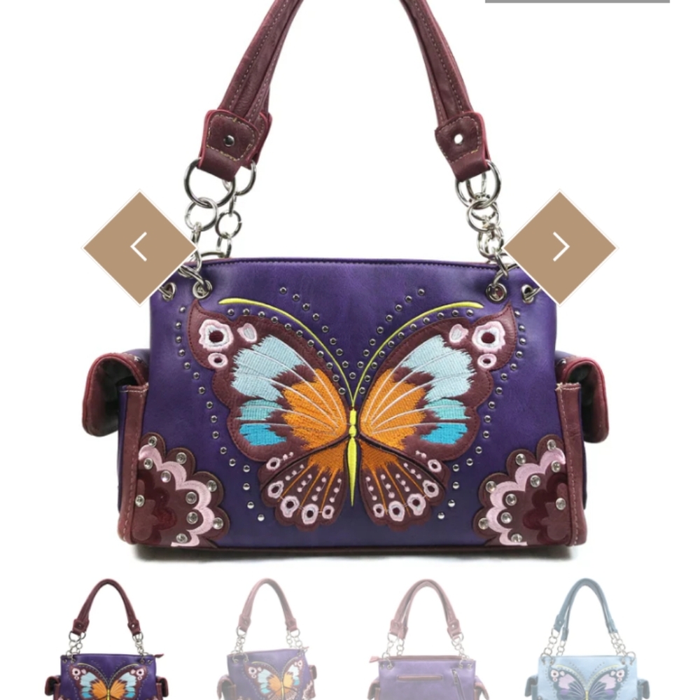 Embroidered Butterfly Design Women's Bag